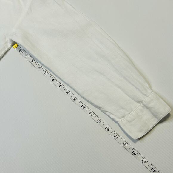 Eileen Fisher White Organic Handkerchief Linen Classic Band Collar Shirt Large - Picture 8 of 9